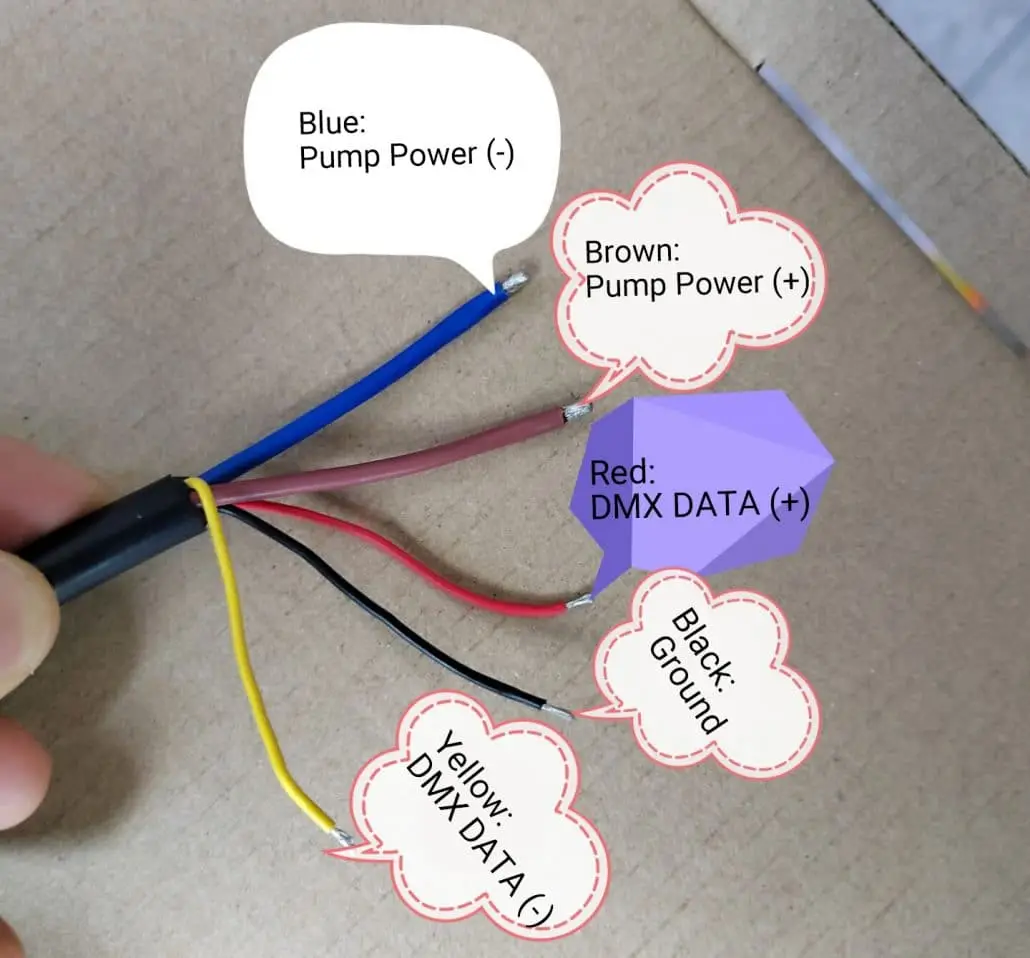 DMX512 fountain pump cables wiring